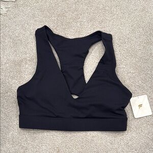 Fabletics Black Racerback Sports Bra with Moisture-Wicking Fabric